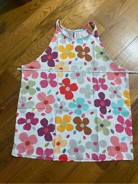 Sleeveless Floral Tank Top in White with Multi-Color Flowers